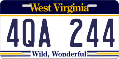 WV license plate 4QA244