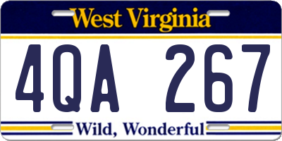 WV license plate 4QA267