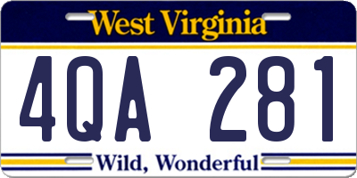 WV license plate 4QA281