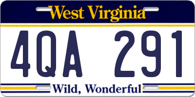 WV license plate 4QA291