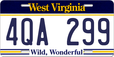 WV license plate 4QA299