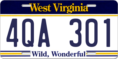 WV license plate 4QA301
