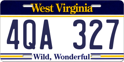 WV license plate 4QA327