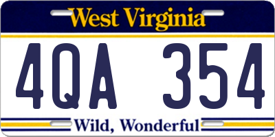 WV license plate 4QA354