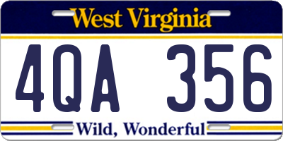 WV license plate 4QA356