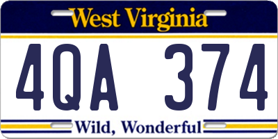 WV license plate 4QA374