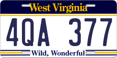 WV license plate 4QA377