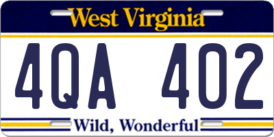 WV license plate 4QA402