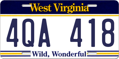 WV license plate 4QA418