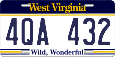 WV license plate 4QA432