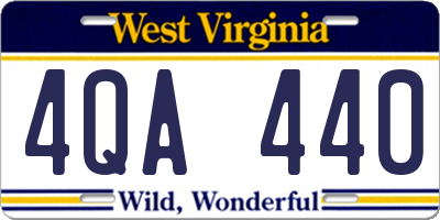 WV license plate 4QA440