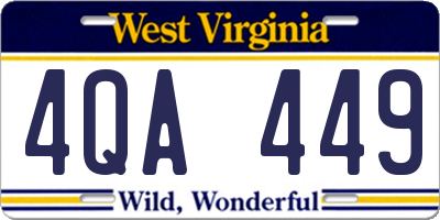 WV license plate 4QA449