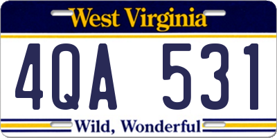 WV license plate 4QA531