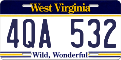 WV license plate 4QA532
