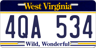 WV license plate 4QA534