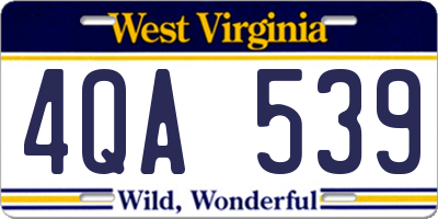WV license plate 4QA539