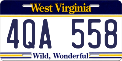 WV license plate 4QA558