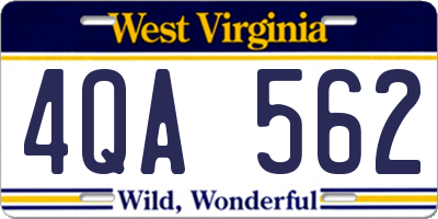 WV license plate 4QA562