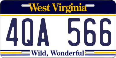 WV license plate 4QA566
