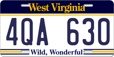 WV license plate 4QA630