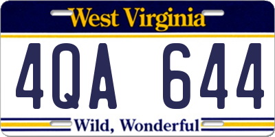 WV license plate 4QA644