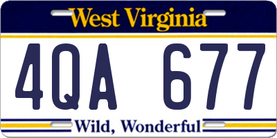 WV license plate 4QA677