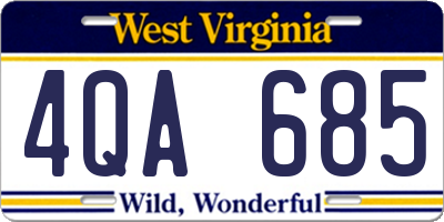 WV license plate 4QA685