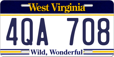 WV license plate 4QA708