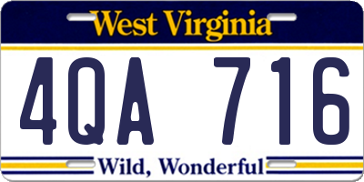 WV license plate 4QA716
