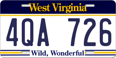 WV license plate 4QA726