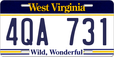 WV license plate 4QA731