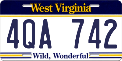 WV license plate 4QA742