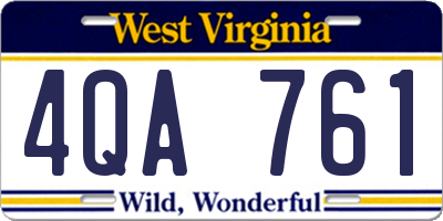 WV license plate 4QA761