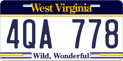 WV license plate 4QA778