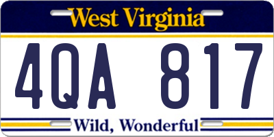 WV license plate 4QA817