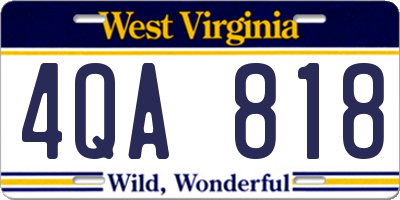 WV license plate 4QA818