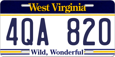 WV license plate 4QA820