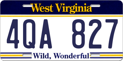 WV license plate 4QA827