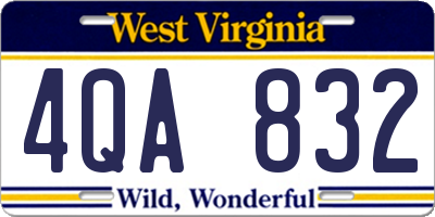 WV license plate 4QA832
