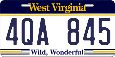 WV license plate 4QA845