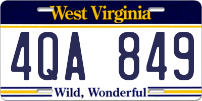 WV license plate 4QA849