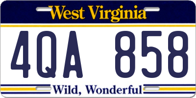 WV license plate 4QA858