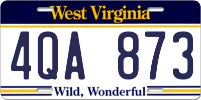 WV license plate 4QA873