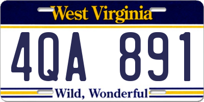 WV license plate 4QA891