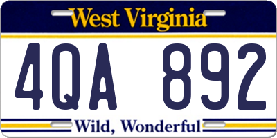 WV license plate 4QA892