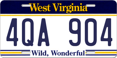 WV license plate 4QA904