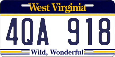 WV license plate 4QA918