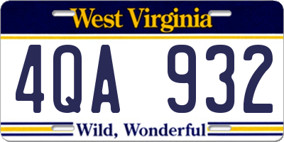 WV license plate 4QA932