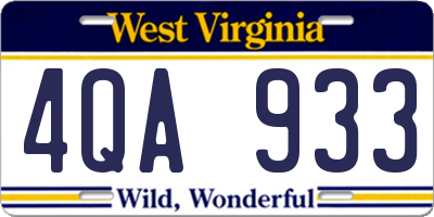WV license plate 4QA933