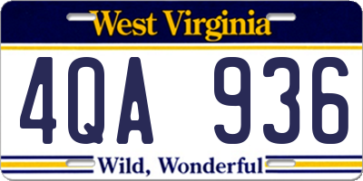 WV license plate 4QA936